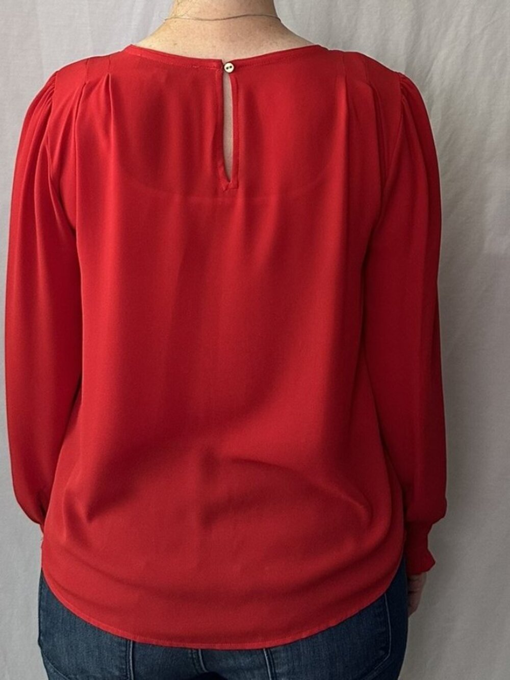 LOFT Red Ruffle Cuff Blouse (Small) - Picture 5 of 7